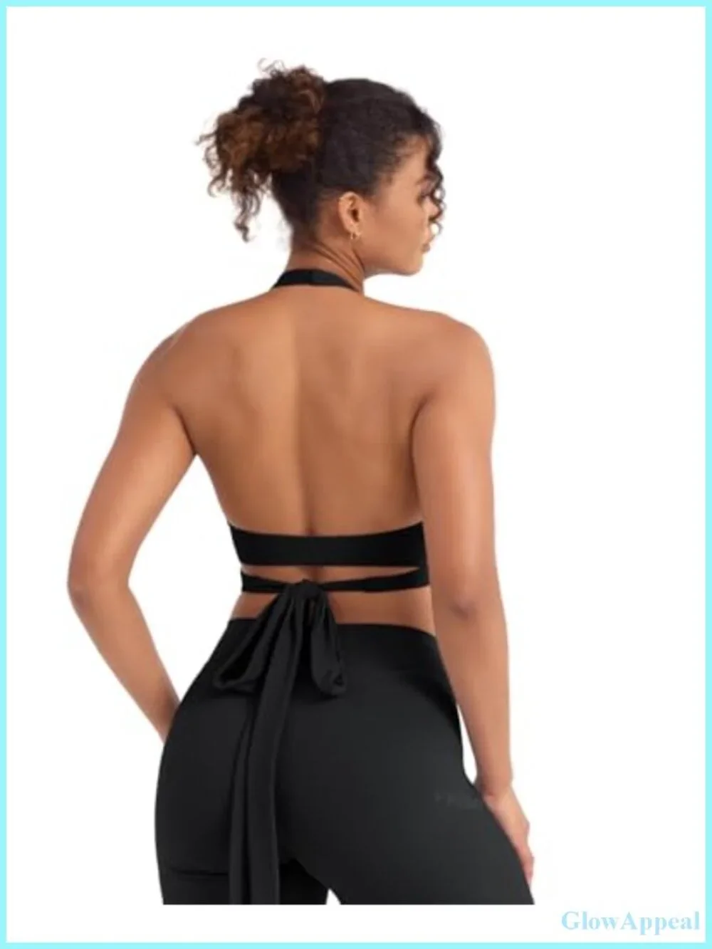 Halter Sports Bra Backless Padded V Neck Workout Top